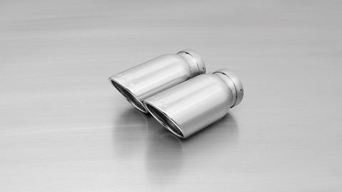 Remus Non-Resonated Cat back System Left/Right with Integrated valves including a Remus Sound Controller Module with 2 tail pipes Ø 84 mm angled, rolled edge, chromed for Volkswagen Polo 6R 1.8 TSI GTI 141 kW 2014-
