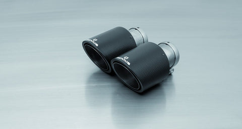 Remus Rear Silencer Left / Right with 4x Carbon Tailpipes Ø 102mm Angled, Titanium Internals for Audi A1 8X / S1 2.0 TFSI 170 kW 2015-